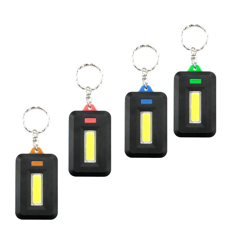 Custom Personalized Logo Square Colorful ABS Outdoor Emergency 3 Modes Ultra Power Pocket Mini COB LED Keyring Flashlight