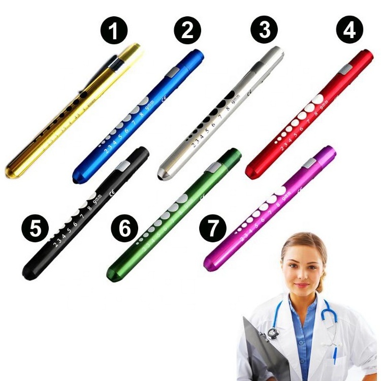 Custom Pupil Gauge Yellow Bulb Color Multicolor Doctor Care Pocket Therapy Penlight Medical Pen Flashlight Waterproof