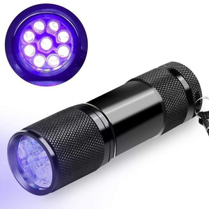 AAA Battery Powered Aluminum Mini Pocket Ultraviolet 395nm 9 LED UV Flashlight