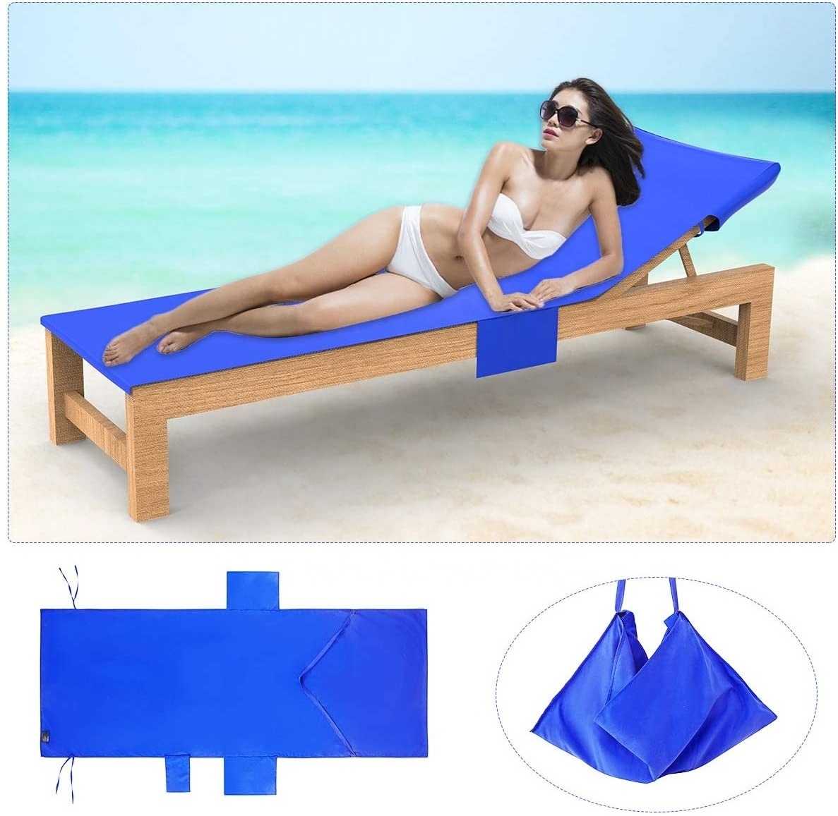 Lounge chair beach towel with pockets microfiber towel for beach high technology