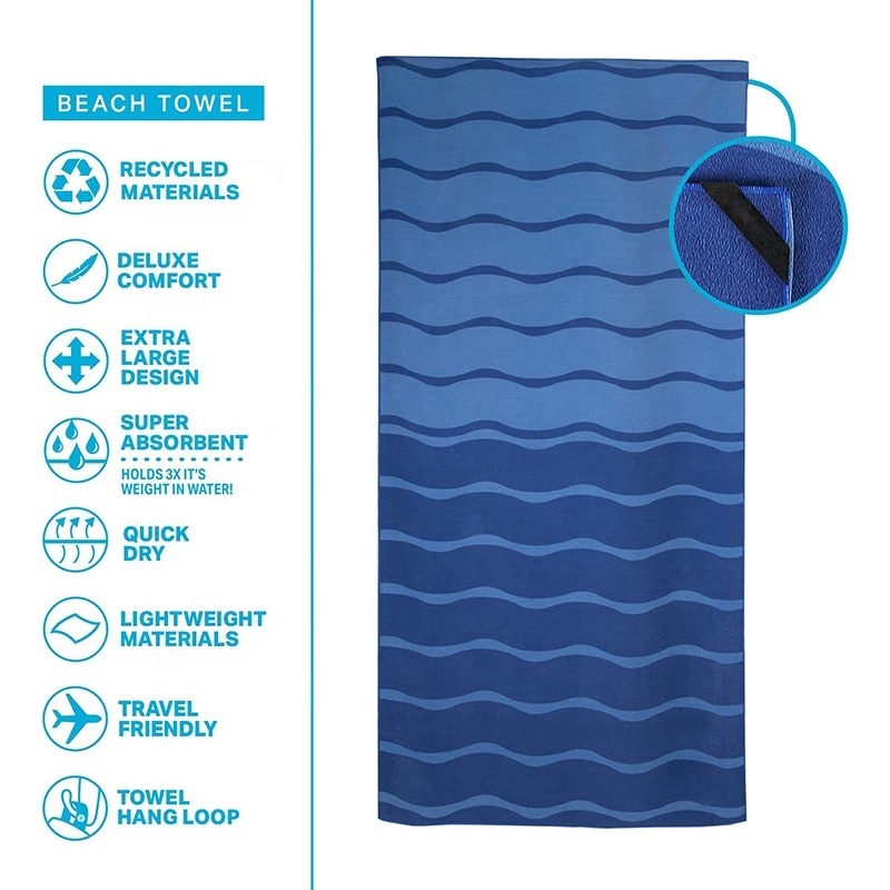 High quality  customized recycled travel extra large quick dry bath sports yoga non-slip beach towel