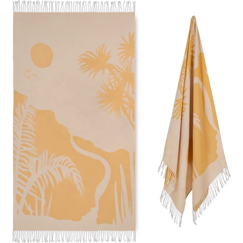 Printed Soft cotton bamboo beach towel manufacture organic cotton Turkish beach towel large cotton towels