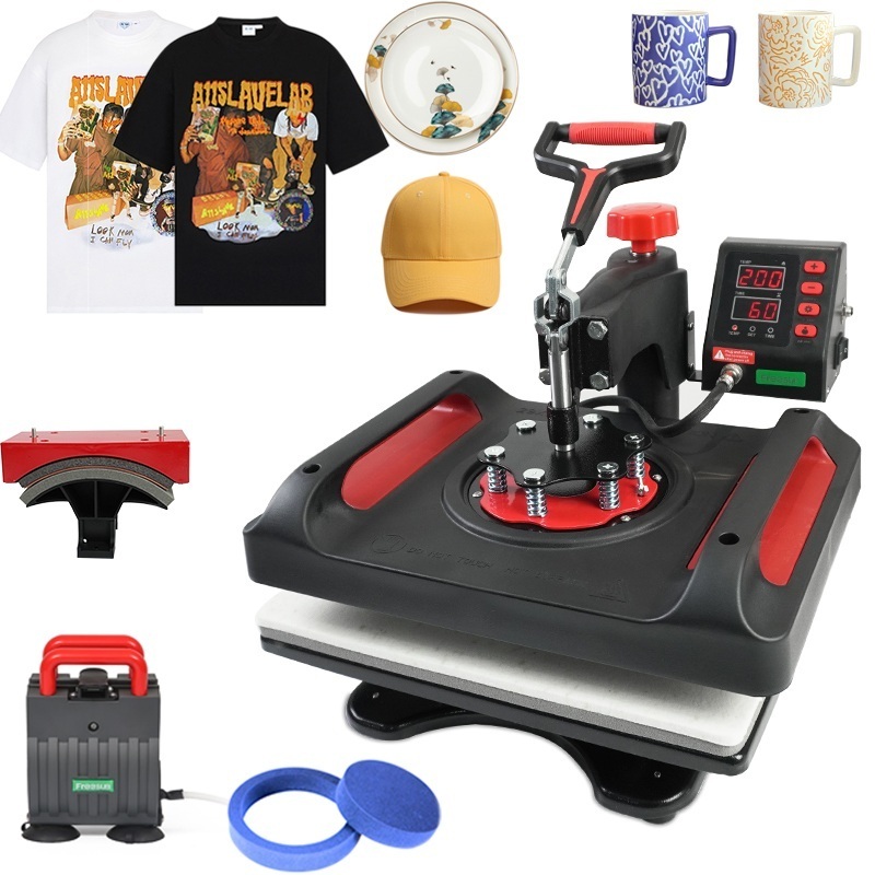 Freesub New arrivals 5 in 1 swing away heat press machine mug press machine for t shirt cap hat P8001-5