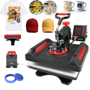 Freesub New arrivals 5 in 1 swing away heat press machine mug press machine for t shirt cap hat P8001-5