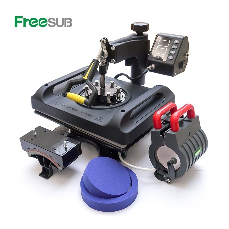 Freesub New arrivals 5 in 1 swing away heat press machine mug press machine for t shirt cap hat P8001-5