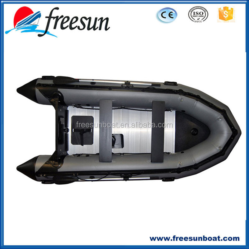 Freesun Heavy Duty Inflatable Boat with Aluminum Floor and Seat Bag 4 person Paddle Boat