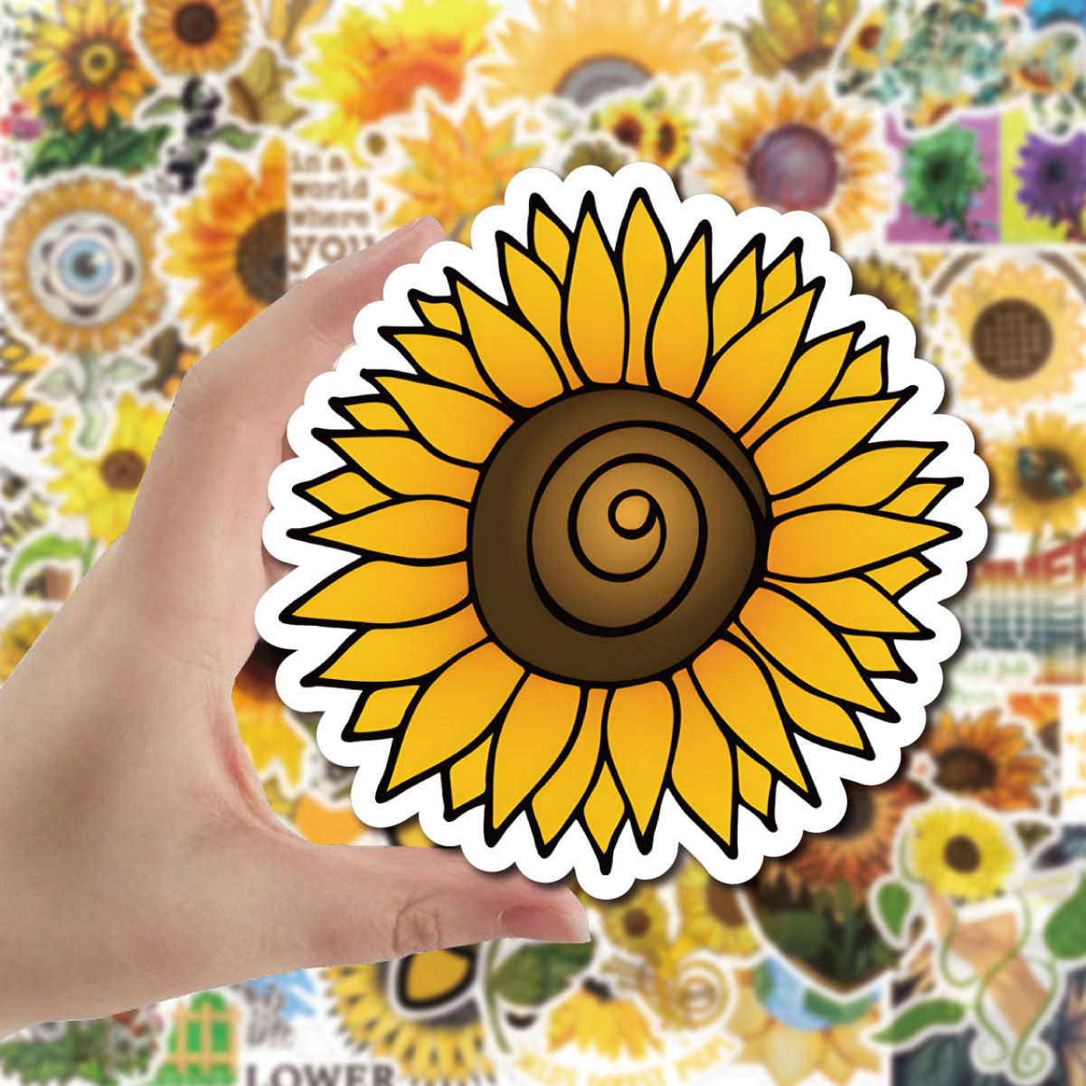 ZY1795C 50Pcs Sunflower Graffiti Stickers Die Cut Vinyl Decorative Laptop Skateboard Cellphone Luggage Guitar For Teen Decal