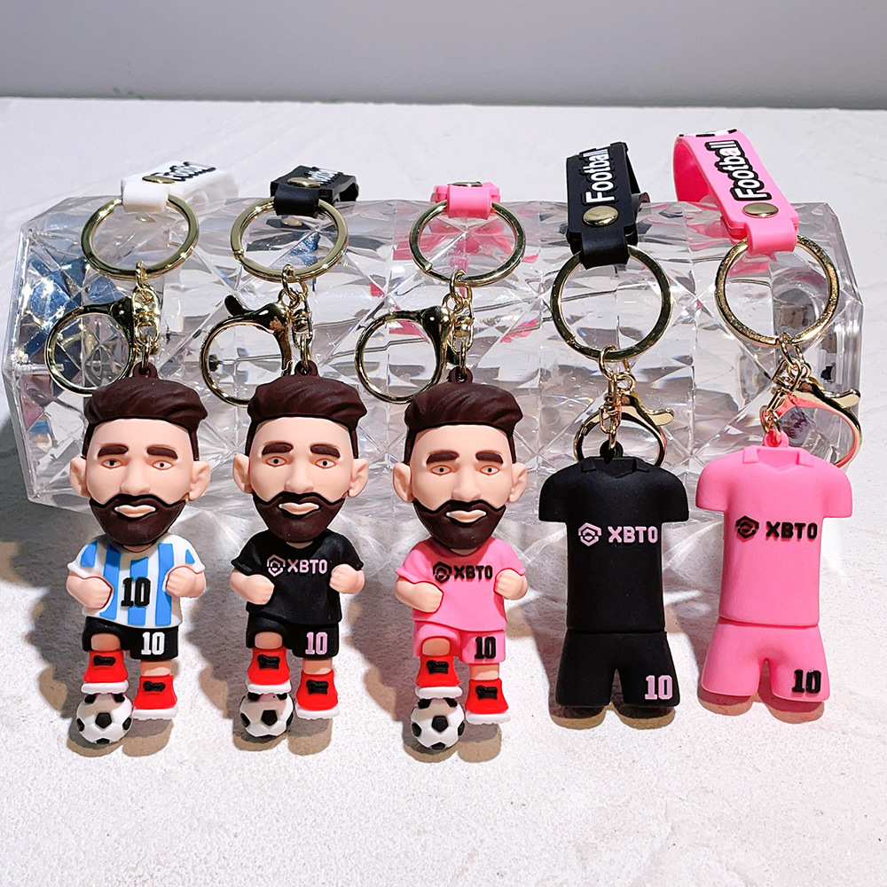 ZY2431C NEW Style Football Star JERSEY NUMBER Messi 3D KeyChain Girl Teen Child Kids Gift Backpack Ornament Doll Key Ring