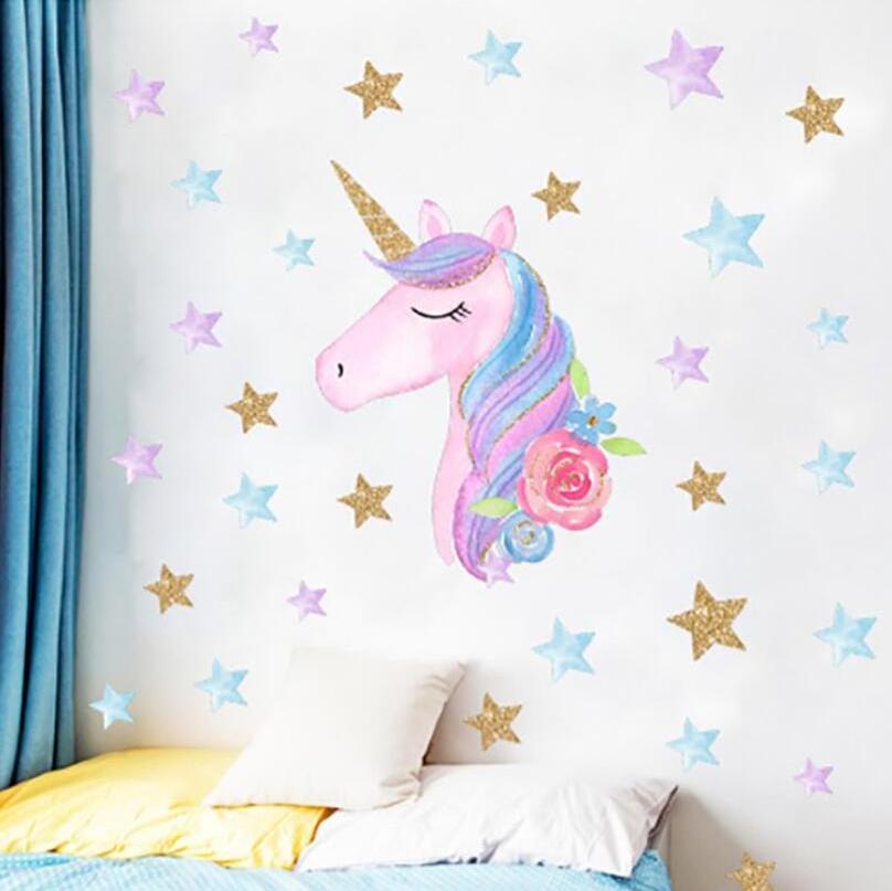 ZY0426C hot selling 3D Children's room sticker Unicorns self-adhesive wall stickers decorated princess room stickers