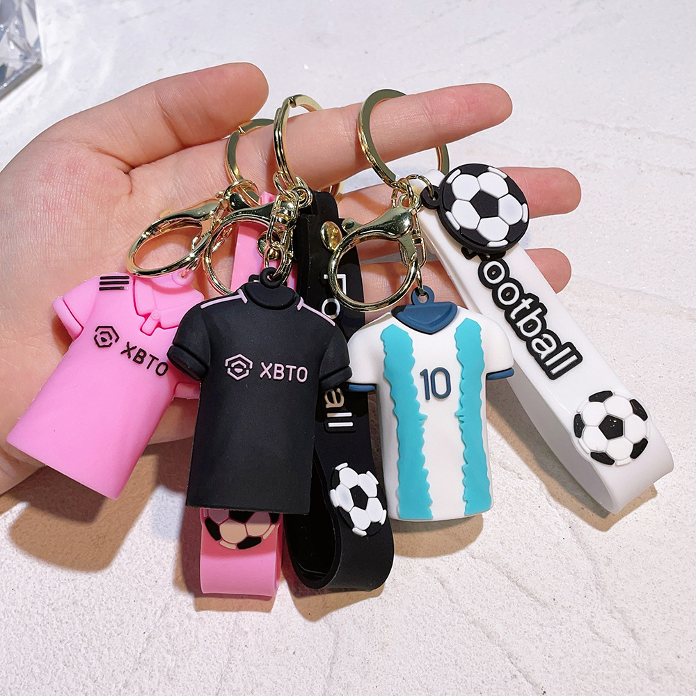 ZY2430C Hot Football Star JERSEY NUMBER Messi 3D Rubber KeyChain Girl Teen Child Kids Gift Backpack Ornament Doll Key Ring