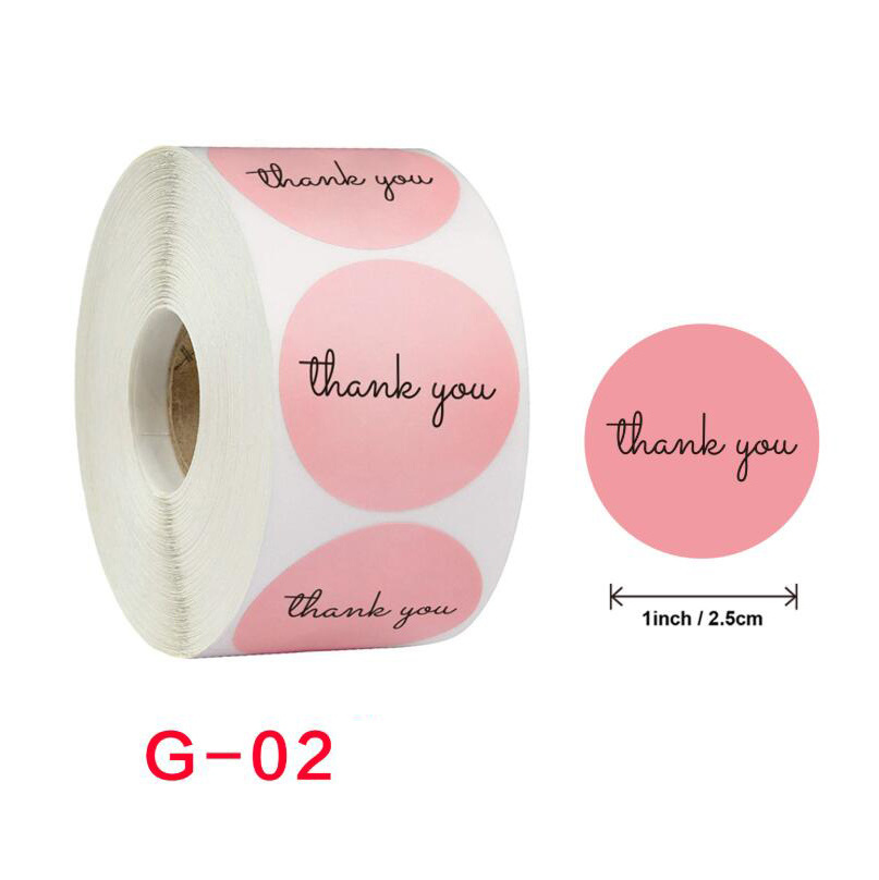 ZY0417C New style custom pink 500pcs/ roll thank you stickers flower wedding decorate stickers label