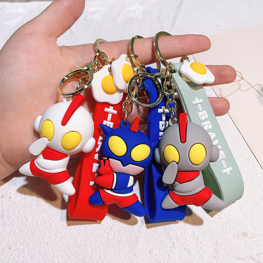 ZY2411C 12Style Cartoon Doll Ultraman Keychain Custom Kawaii Silicon Keychain Doll Backpack Pendant Keychain