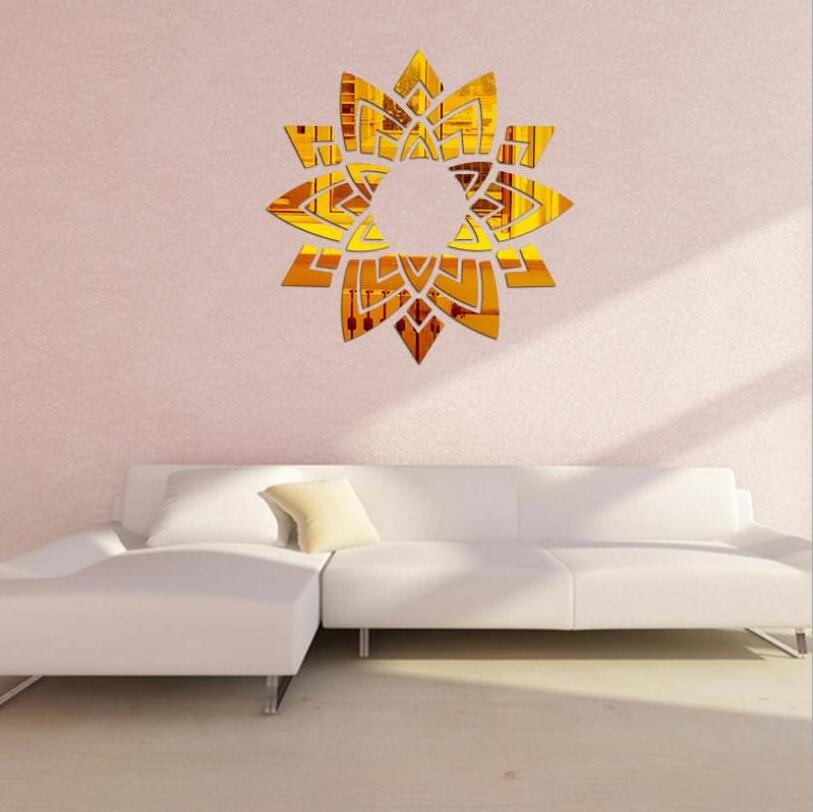 ZY0516C hot sale acrylic mirror surface wall sticker flower decoration wall stickers