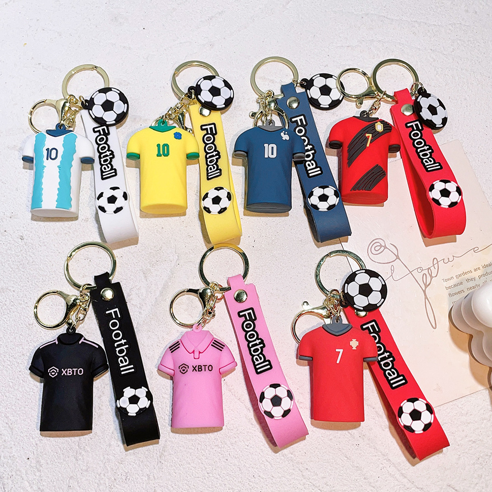 ZY2430C Hot Football Star JERSEY NUMBER Messi 3D Rubber KeyChain Girl Teen Child Kids Gift Backpack Ornament Doll Key Ring