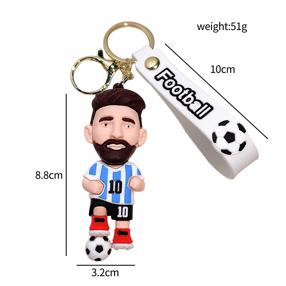 ZY2431C NEW Style Football Star JERSEY NUMBER Messi 3D KeyChain Girl Teen Child Kids Gift Backpack Ornament Doll Key Ring