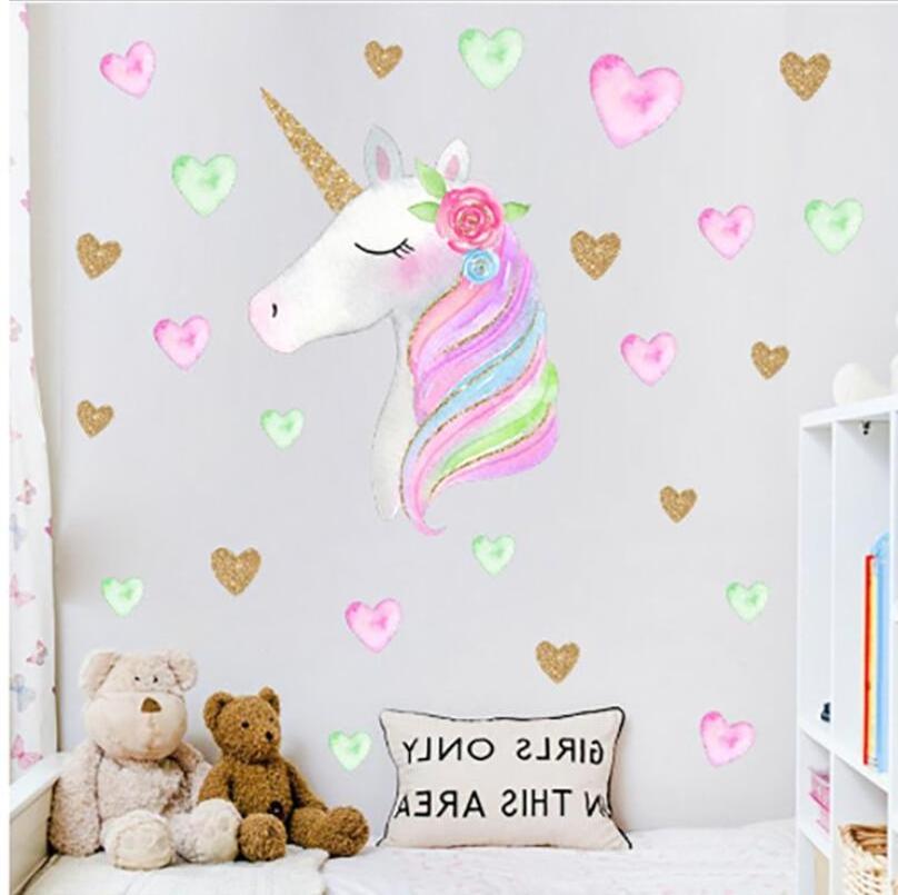 ZY0426C hot selling 3D Children's room sticker Unicorns self-adhesive wall stickers decorated princess room stickers