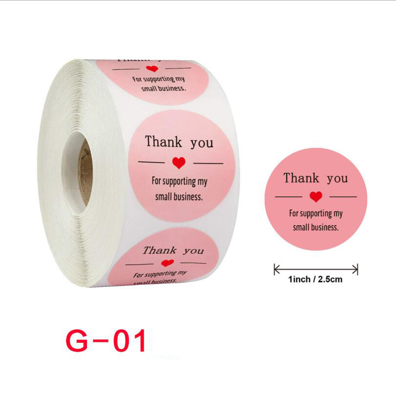 ZY0417C New style custom pink 500pcs/ roll thank you stickers flower wedding decorate stickers label