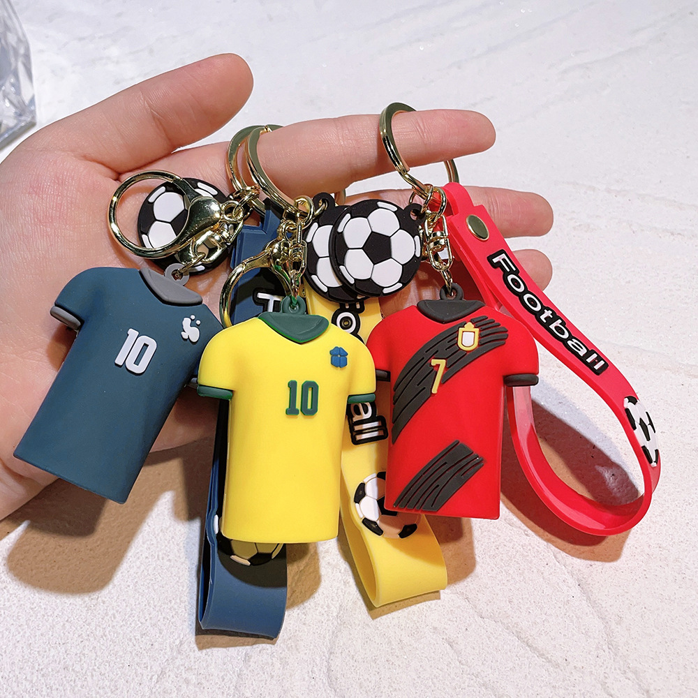 ZY2430C Hot Football Star JERSEY NUMBER Messi 3D Rubber KeyChain Girl Teen Child Kids Gift Backpack Ornament Doll Key Ring