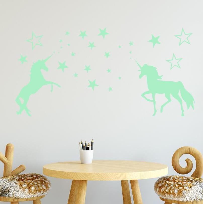 ZY0298CWall Stickers Dropshipping for amazon shopify Murals Cartoon Unicorn Luminous Wall Stickers Glow Dark Stars Wall Decal