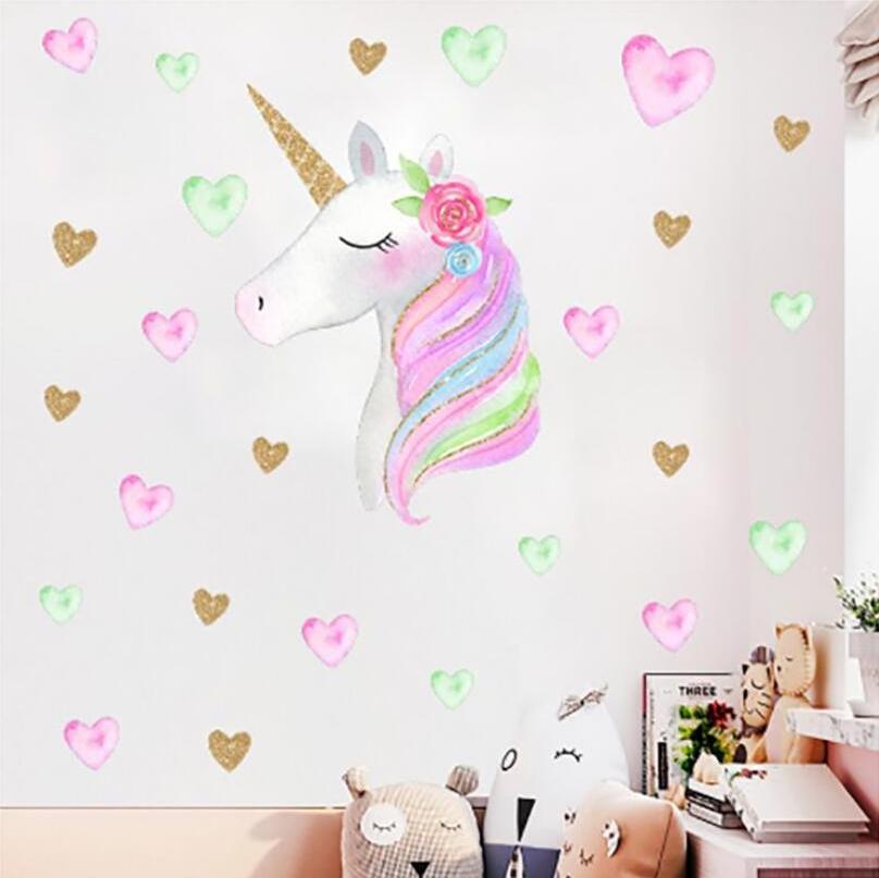 ZY0426C hot selling 3D Children's room sticker Unicorns self-adhesive wall stickers decorated princess room stickers