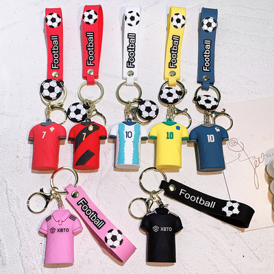 ZY2430C Hot Football Star JERSEY NUMBER Messi 3D Rubber KeyChain Girl Teen Child Kids Gift Backpack Ornament Doll Key Ring