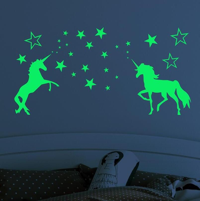 ZY0298CWall Stickers Dropshipping for amazon shopify Murals Cartoon Unicorn Luminous Wall Stickers Glow Dark Stars Wall Decal