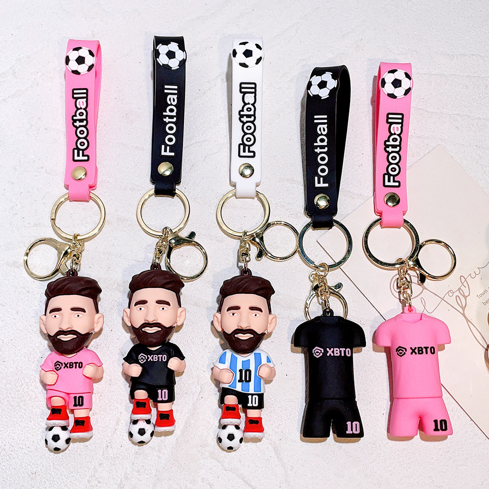 ZY2431C NEW Style Football Star JERSEY NUMBER Messi 3D KeyChain Girl Teen Child Kids Gift Backpack Ornament Doll Key Ring