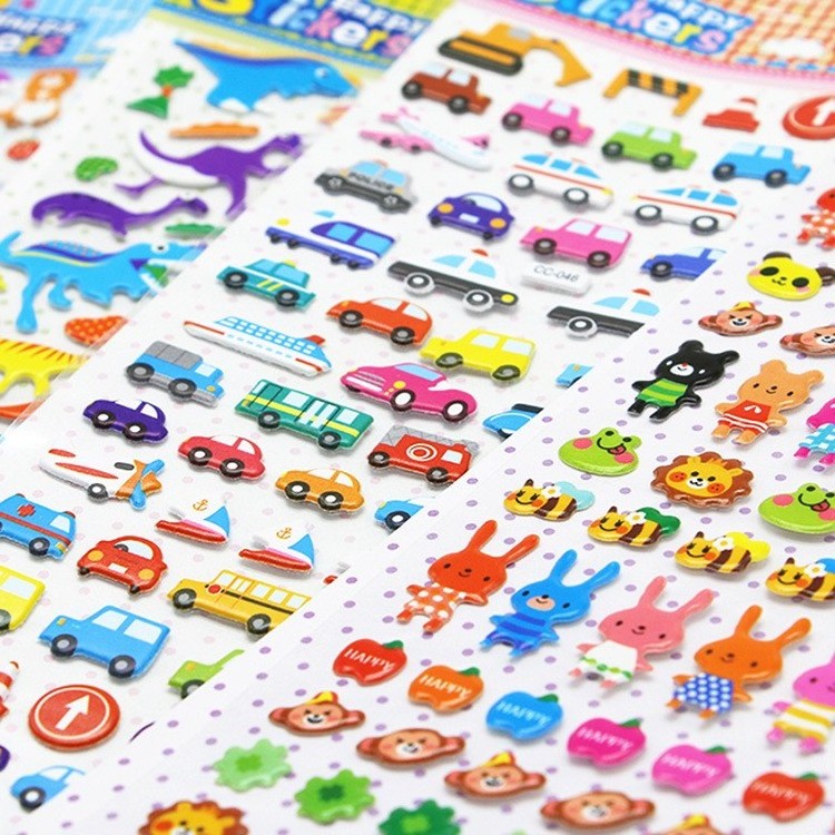 ZY2378C Korean Children 3D PVC Bubble Sticker Car Truck Plane Traffic Waterproof Cartoon Anime Stickers For Girl Boy Kids