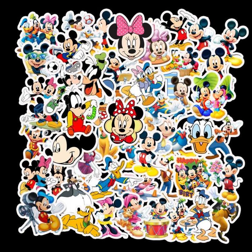 ZY1720C 50Pcs Cute Mickey Mouse Stickers Waterproof Cartoon Decorative Laptop Skateboard Cellphone Luggage Guitar For Teen Decal