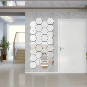 12PCS/Set decorative Acrylic Mirror Tile Wall Sticker hexagon Self Adhesive Room Art Decor Stick On Mirrors UK