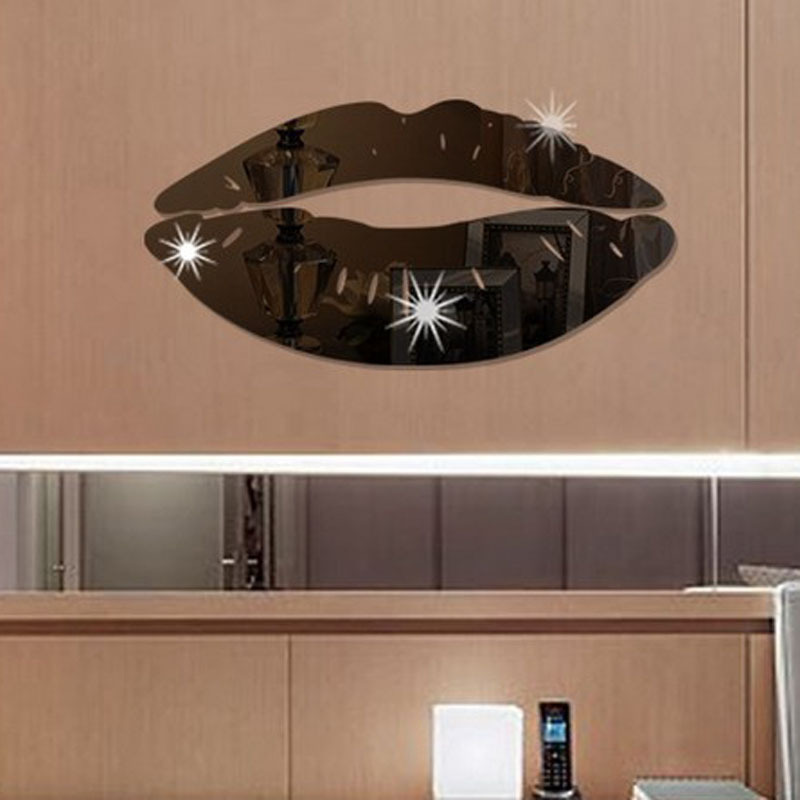 PJ0140A Hot Sale Lip Mirror Decorate Wall Acrylic Bedroom Background Decorative DIY Mirror Wall Sticker Factory Outlet