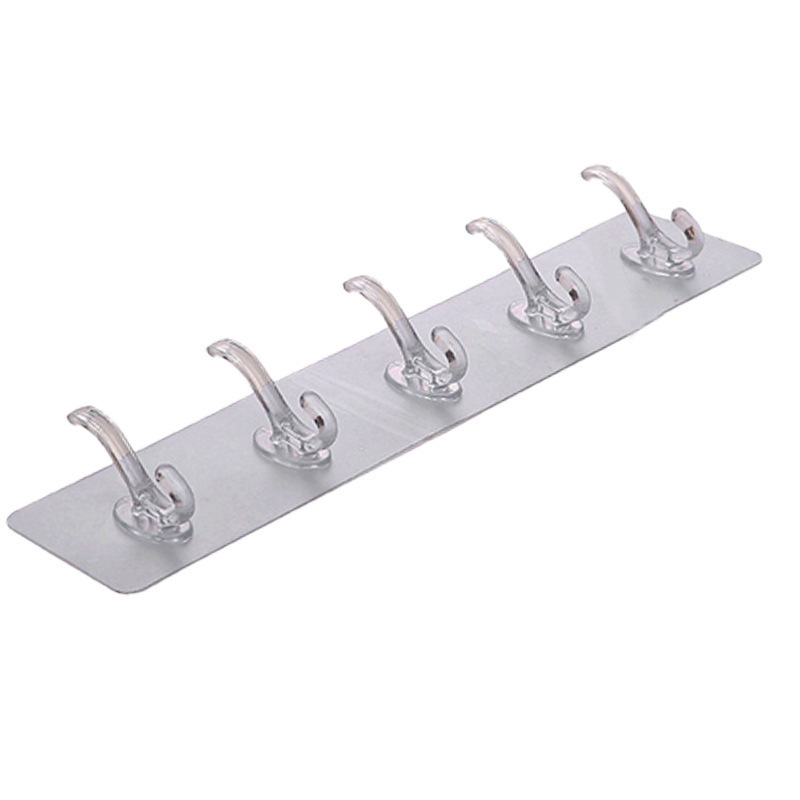 Wholesale Seamless Multi-Purpose Coat Hat Hook Kitchen Bathroom Wall Hooks Strong Adhesive Crystal Row Rail Drawing Hooks