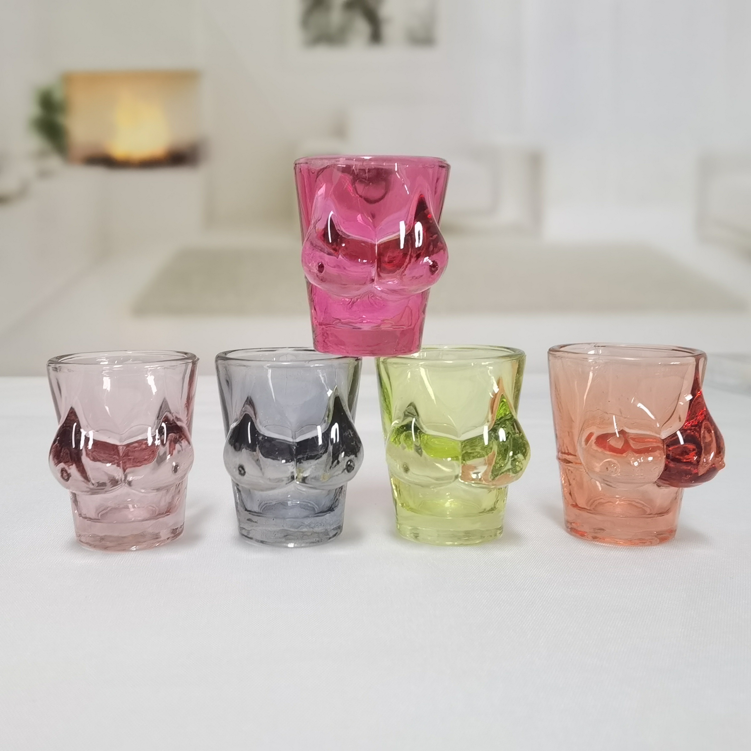 wholesale custom transparent colored 77ml glass Penis shot glasses with logo