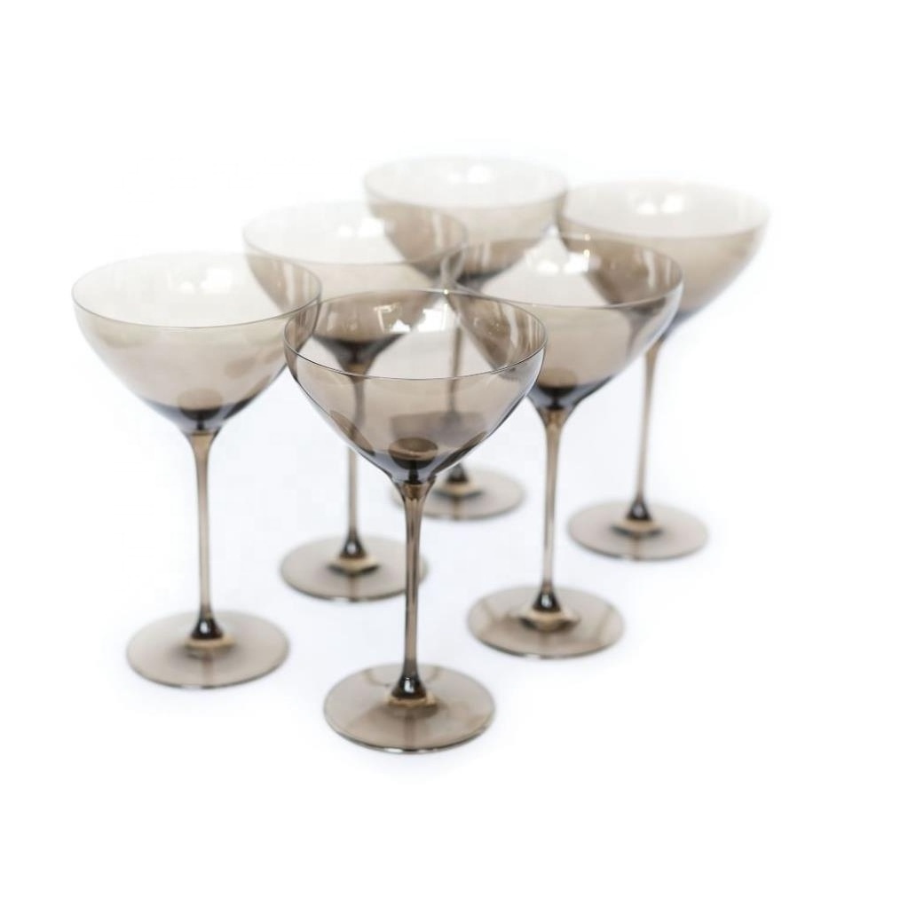 WHOLESALE COLORED MARTINI GLASS BLUSH PINK COCKTAIL GOBLET GLASSES