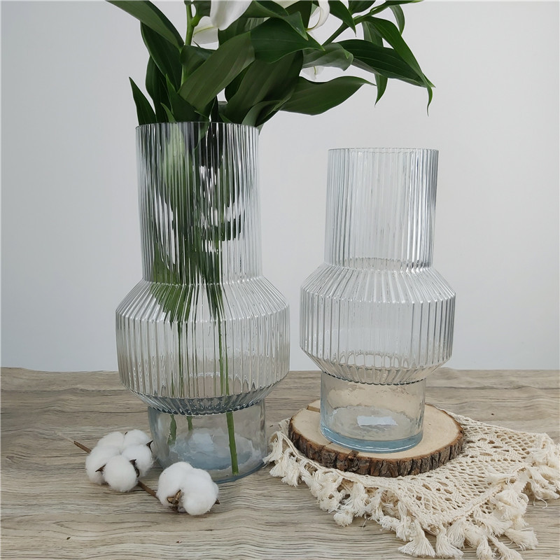 Clear Ripple Glass Vase Tall Clear Ribbed Glass Votive Holder