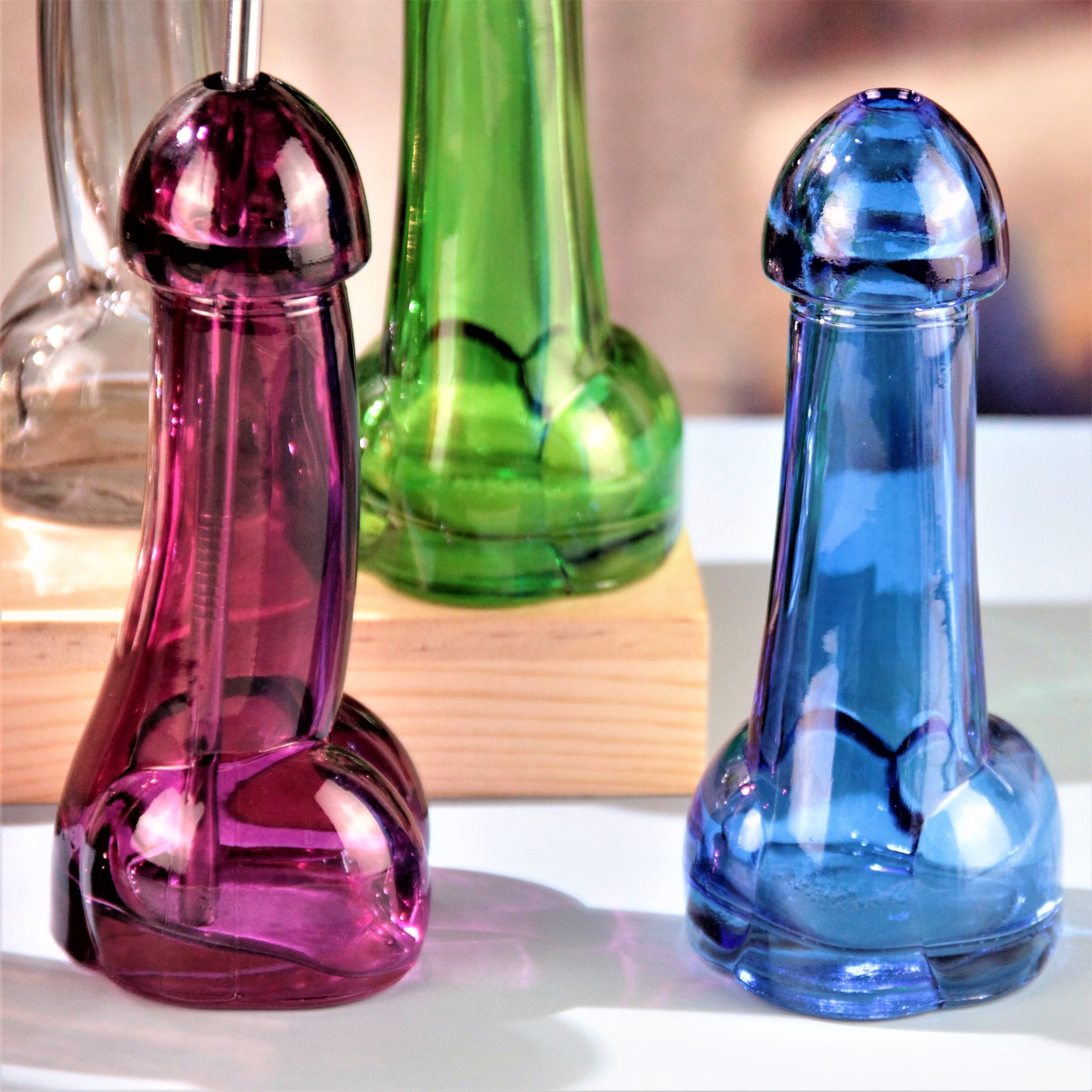 custom personalized funny cool colored wine glass penis shaped shot glasses set