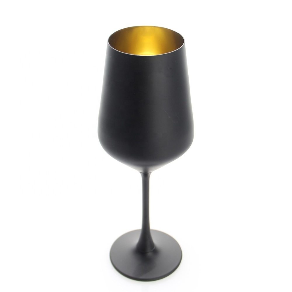 wholesale 340 ml matte black colored crystal glass goblets red wine glasses for party