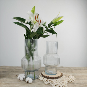 Clear Ripple Glass Vase Tall Clear Ribbed Glass Votive Holder