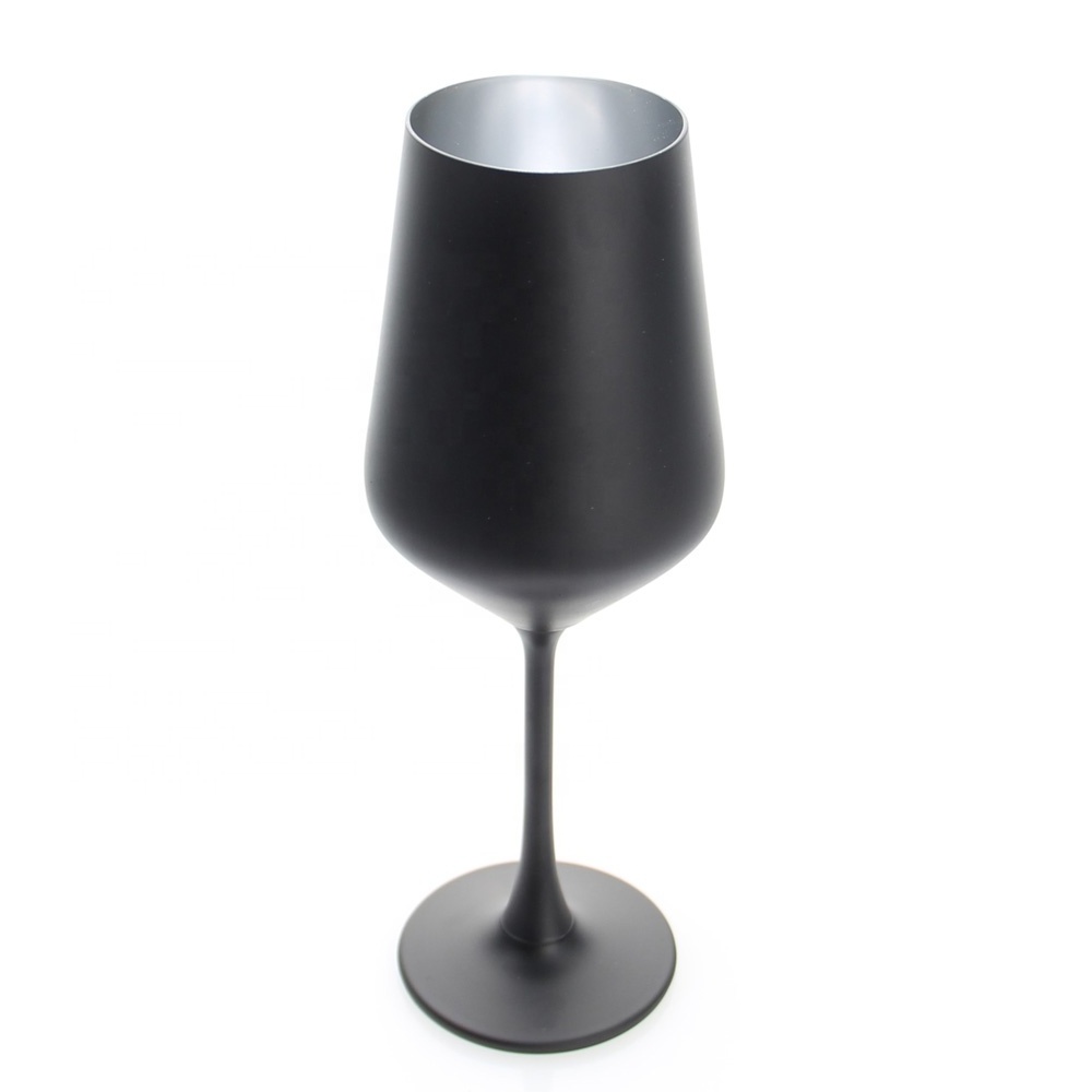 wholesale 340 ml matte black colored crystal glass goblets red wine glasses for party