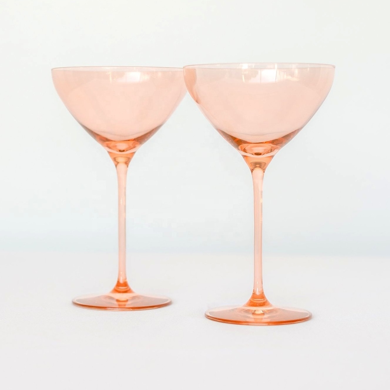 WHOLESALE COLORED MARTINI GLASS BLUSH PINK COCKTAIL GOBLET GLASSES