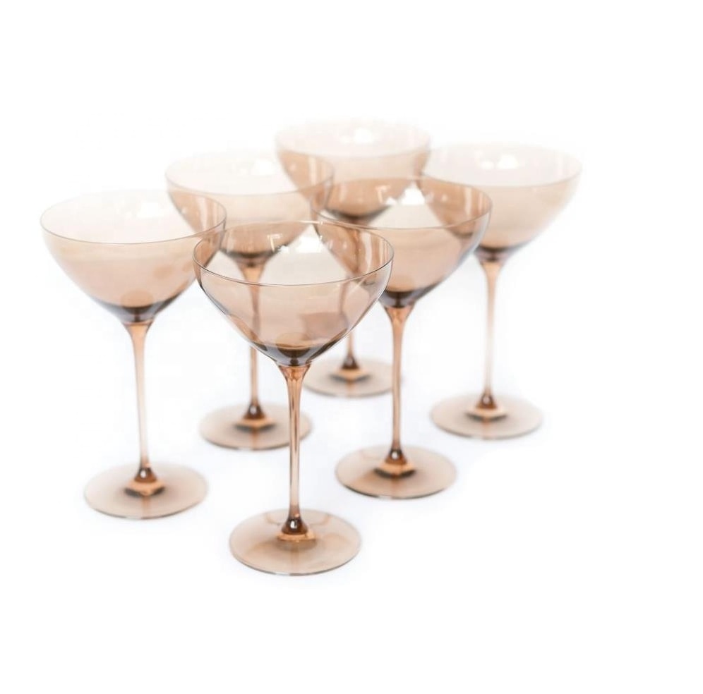 WHOLESALE COLORED MARTINI GLASS BLUSH PINK COCKTAIL GOBLET GLASSES