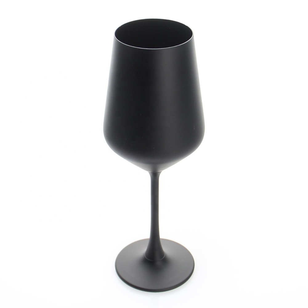 wholesale 340 ml matte black colored crystal glass goblets red wine glasses for party