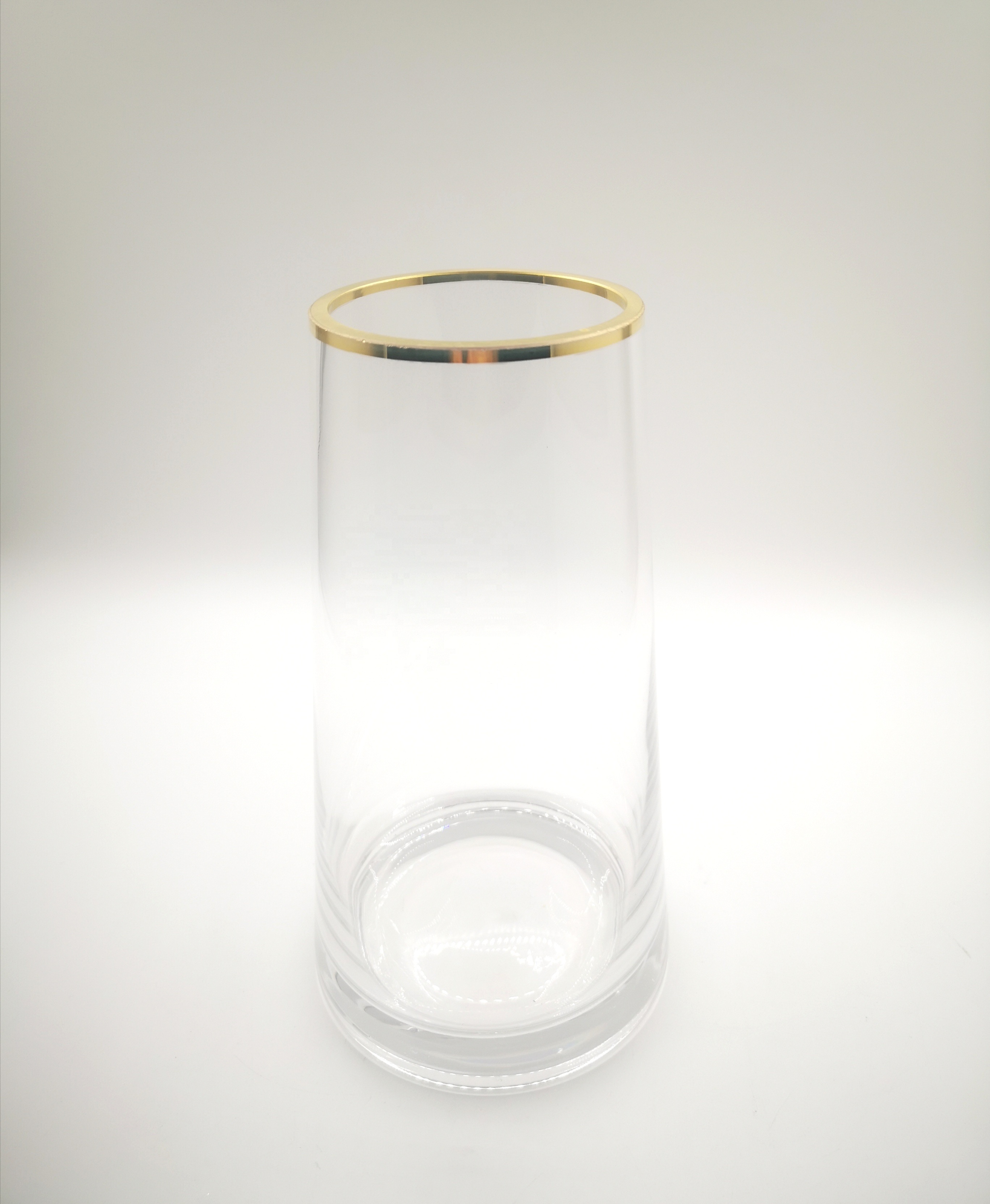 Custom Vintage Transparent  Glass Vases Bulk With Blue Line