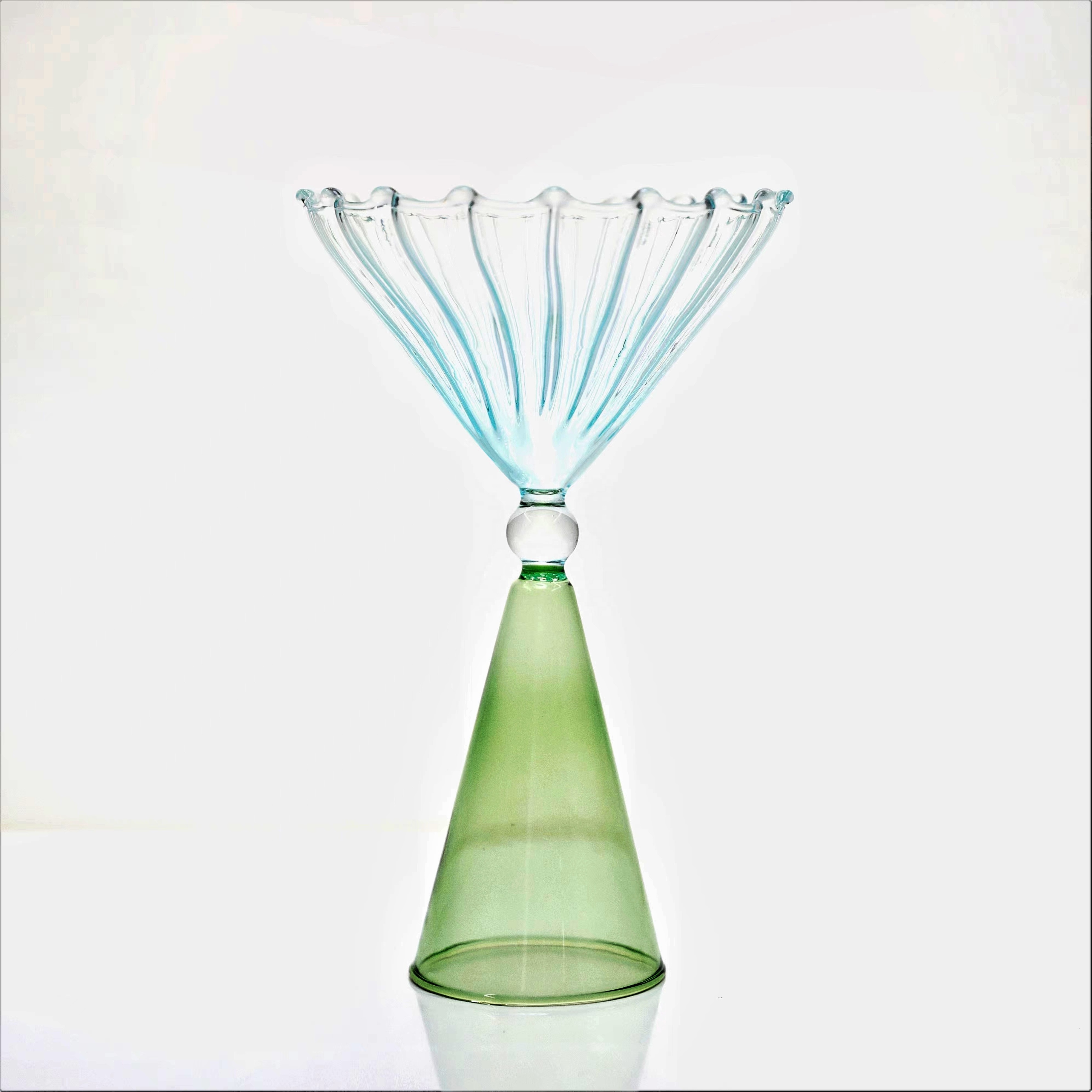 wholesale custom gift blue green colored ribbed crystal wine glasses colored goblets