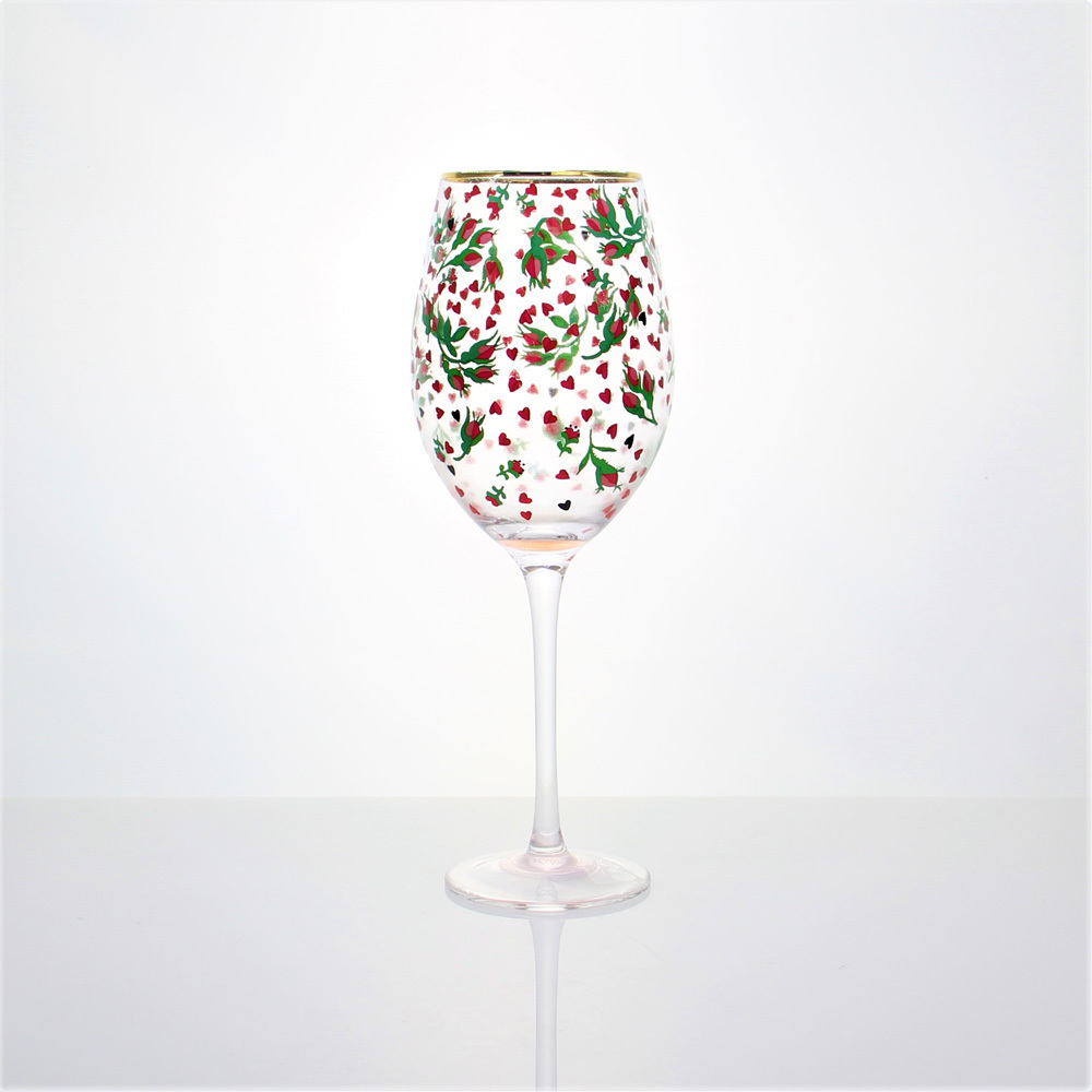 customized Christmas crystal stemless wine glass tumbler with gold rim