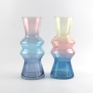 hand blown stained colored table decoration tall glass flowers vases for centerpieces