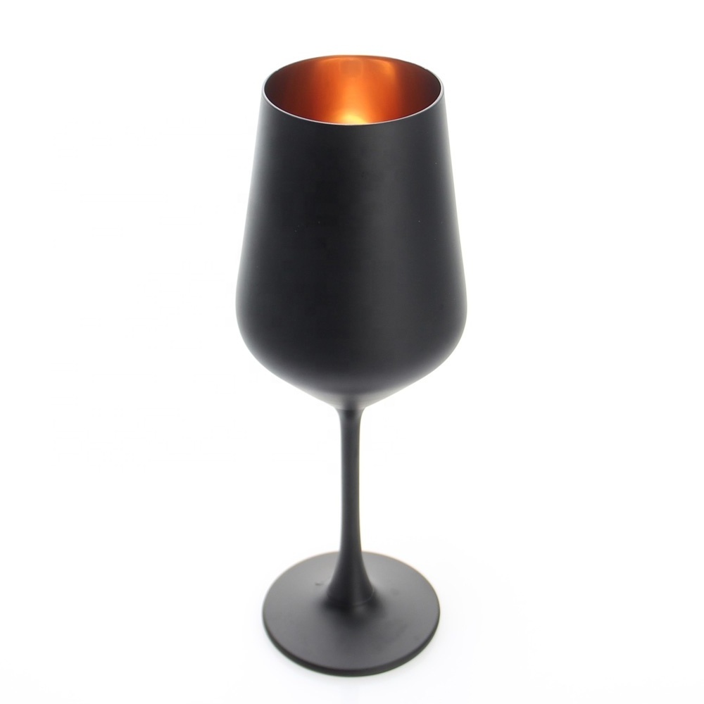 wholesale 340 ml matte black colored crystal glass goblets red wine glasses for party