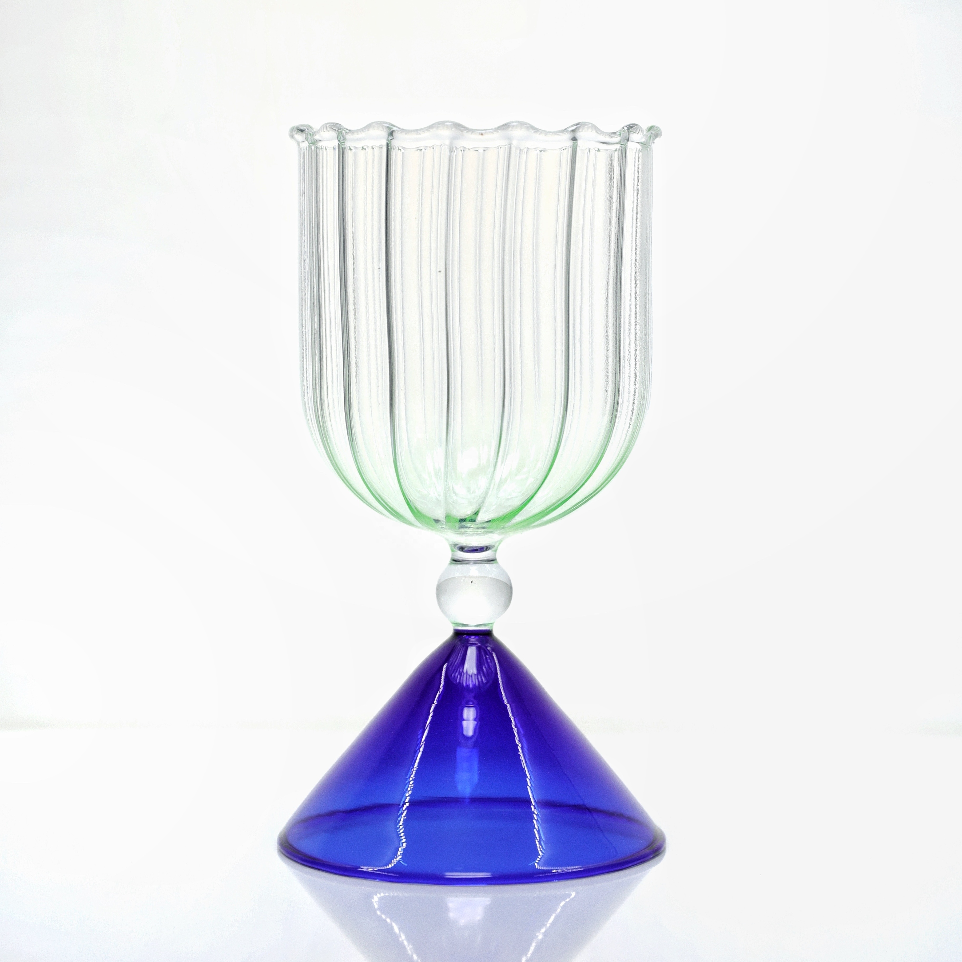 wholesale custom gift blue green colored ribbed crystal wine glasses colored goblets