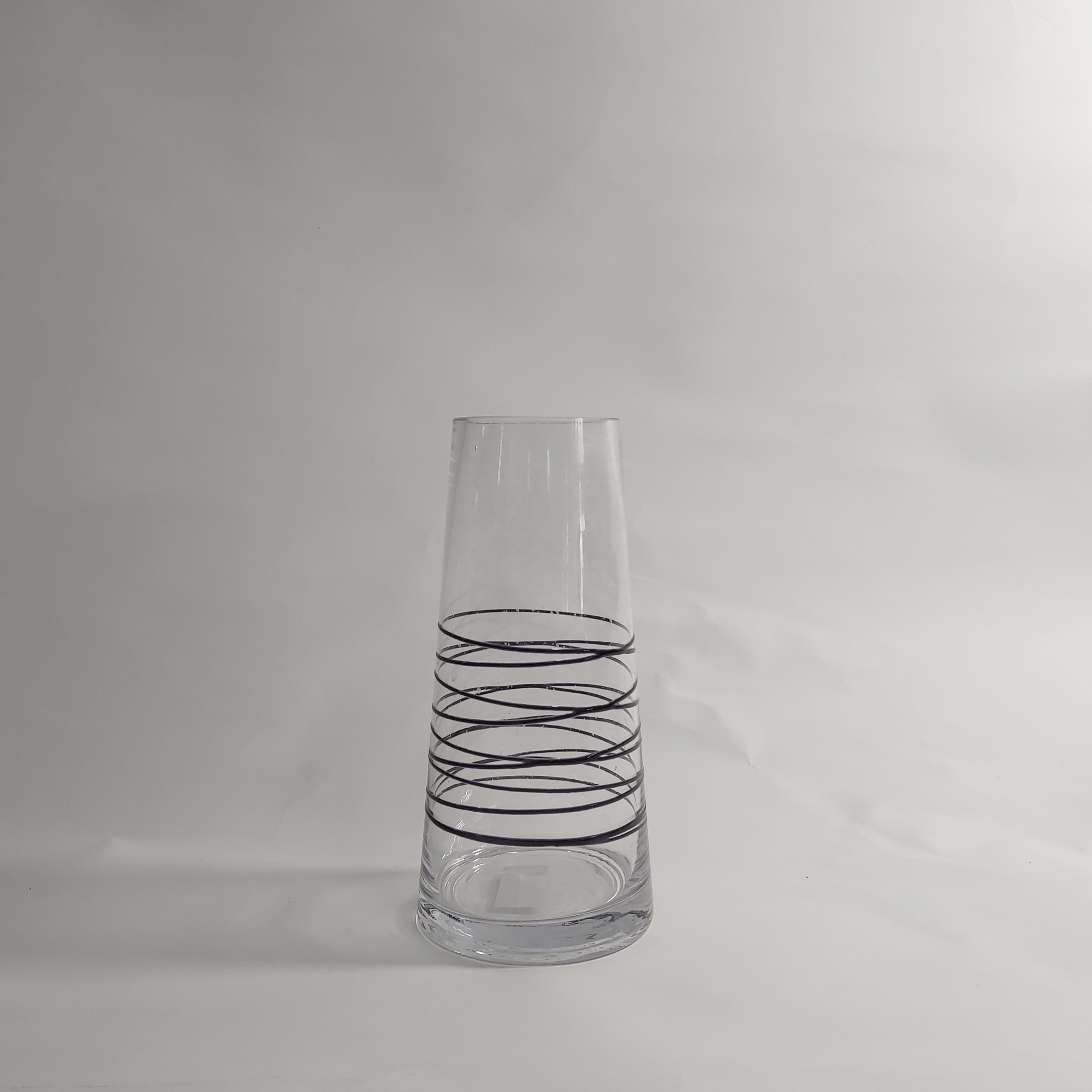 Custom Vintage Transparent  Glass Vases Bulk With Blue Line