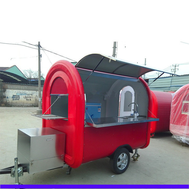 Hot sale really round fully loaded mobile churros food cooking trailer caravan for pizza sale with smoker